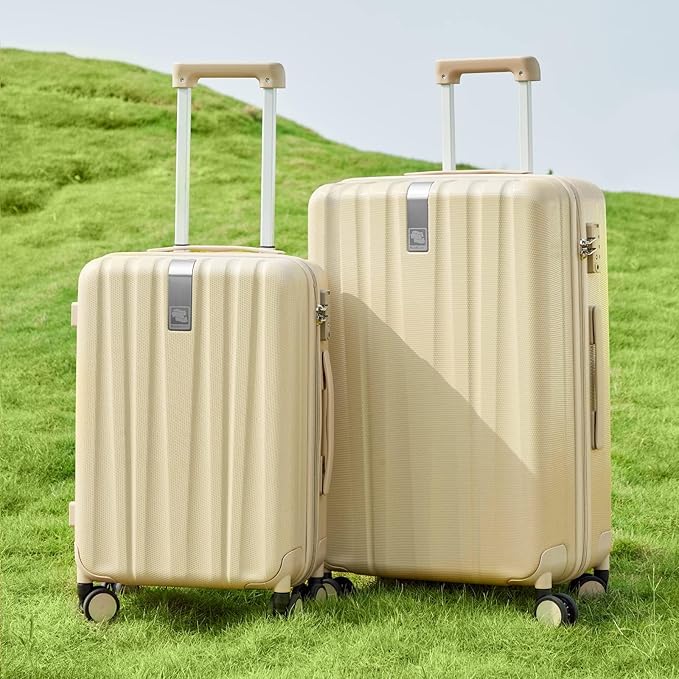 Hanke 20/29 Inch Carry On Luggage Sets 2 Piece Hard Shell Suitcases with Spinner Wheels Extra Large Travel Luggage Rolling Suitcase for Travel Nestable Storage（Cuba Sand）