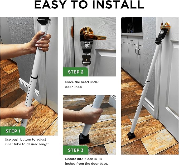 Guard Dog Security Adjustable Sliding Door Security Bar, Door Jammer 2-in-1 Adjustable Door Knob and Sliding Patio Door Stoppers Security with Alarm, 40 Different Adjustments