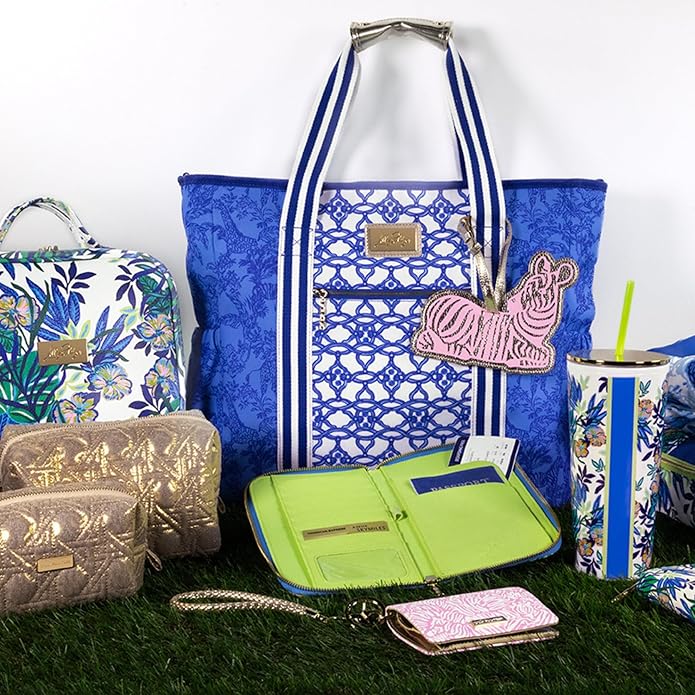 Lilly Pulitzer Picnic & Beach Cooler Bag, Insulated Soft Cooler with Adjustable Strap, Zippered Top & Pocket, Large for Groceries or Travel, Safari Party