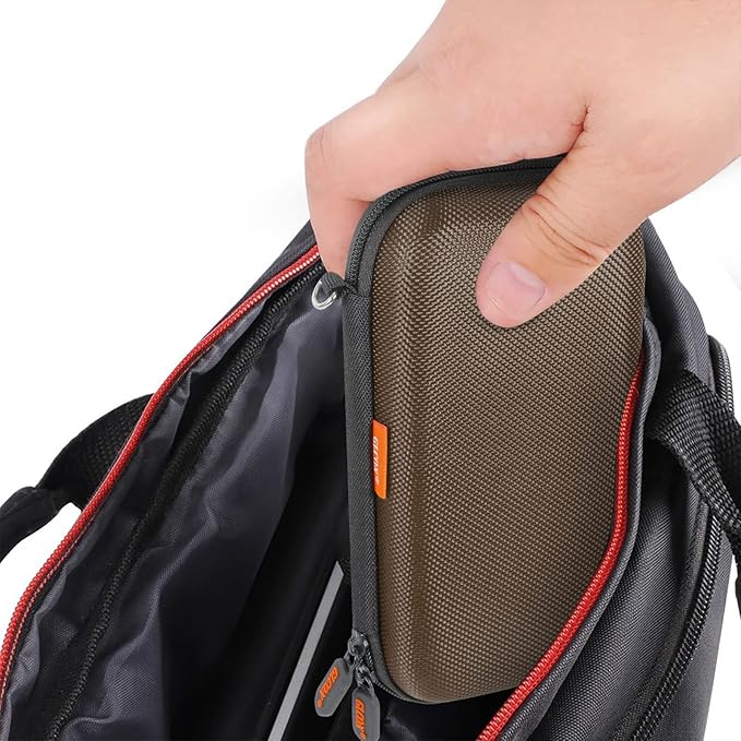 GLCON Electronic Case Travel Cord Organizer Shockproof EVA Hard Carrying Case for Power Bank, Hard Drive, USB Flash Drive, Charger - Portable Small Storage Pouch Bag - Brown