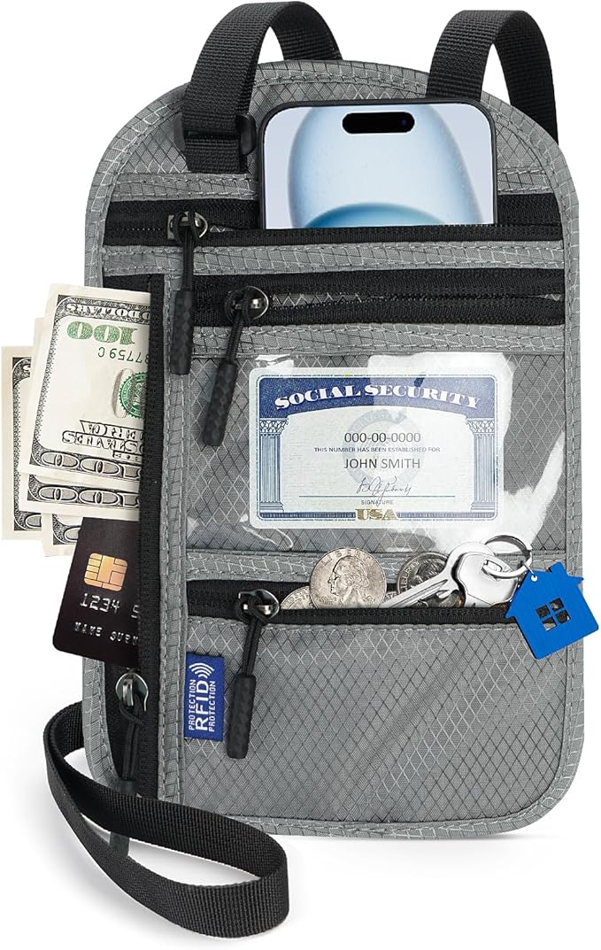 Passport Holder for Families | RFID Blocking Neck Wallet | Travel Document Organizer | Multi-Passport Pouch | Portable and Stylish
