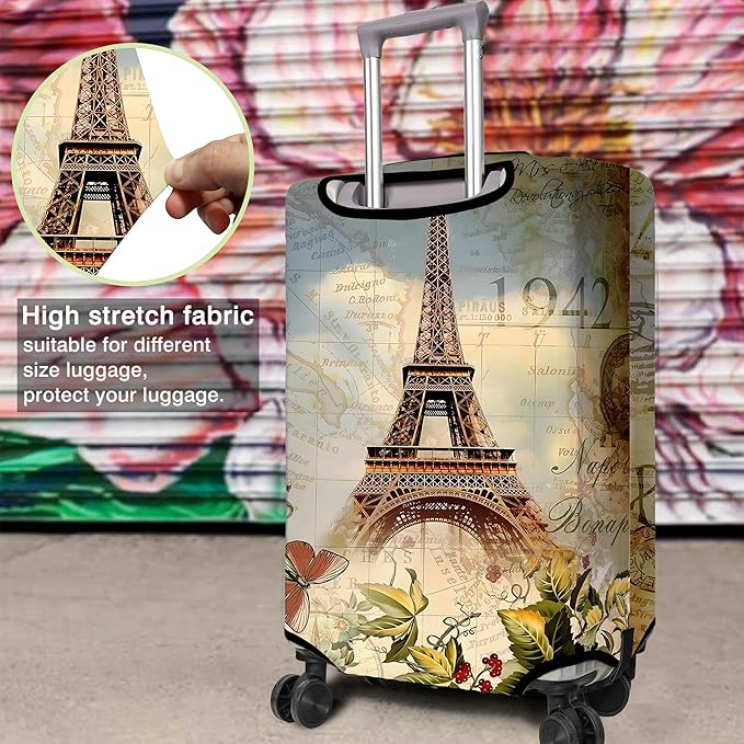 Travel Luggage Cover Suitcase Protector Fits 18-32 Inch Wheel Covers PatternedTravel Related Items Flower Luggage Protector Elastic M