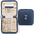 Vlando Teacher Appreciation Jewelry Travel Case for Women - Organizer Gift, Letter Z, Dark Blue