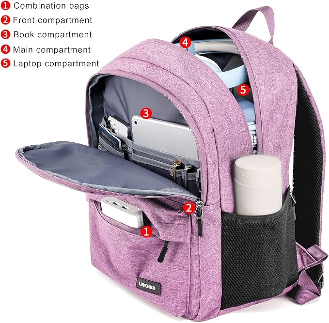 School Backpack for Teen Girls, Cute College Backpacks for Women Students Aesthetic Bookbag Large 15.6 Inch Laptop Bag Middle School Back Pack, Pink