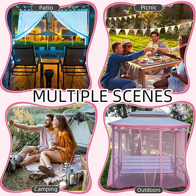 4 Corners Mosquito Net for Mosquiteros para Camas Bed Canopies Netting Bed Drapes Rectangular Mosquito Mesh for Camping Home Outdoor Travel(Pink,L75 X W47 X H59 Inch,Opening)