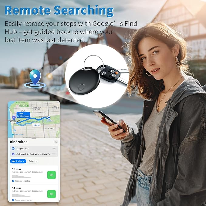 Air Tracker Tags-4 Pack for Android, Bluetooth Tracker Works with Google’s Find Hub | Android Only | Replaceable Battery | Water- Resistance | Item Finder for Luggage, Wallet, Dog, Key,Suitcases
