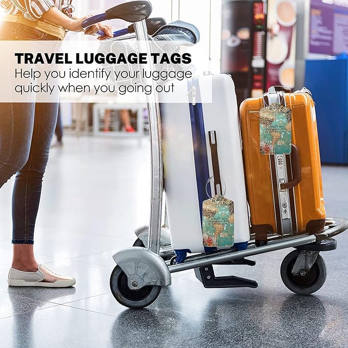 2 Pack Travel Luggage Tags for Suitcases Women Men Kids, Bag Tags for Leather Luggage with Waterproof Suitcase Tags Privacy Cover Name ID Label Steel Loop for Travel Bag Suitcase