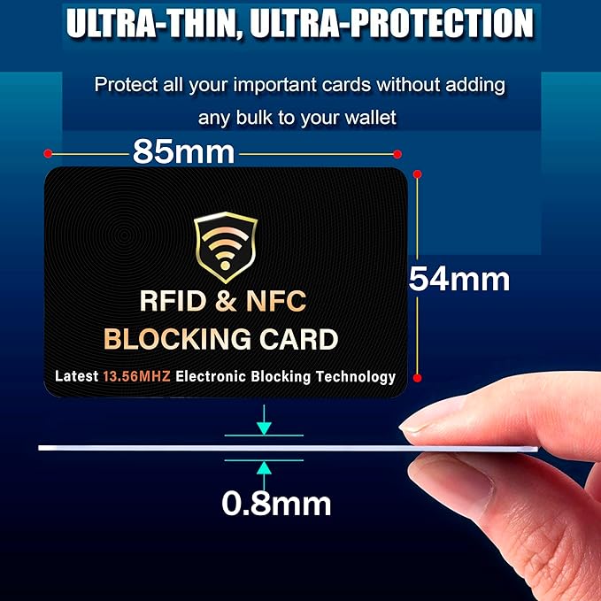SaiTech IT 2 Pack RFID Blocking Card, One Card Protects Entire Wallet Purse, NFC Contactless Bank Debit Credit Card Protector ID ATM Guard Card Blocker–(Black)