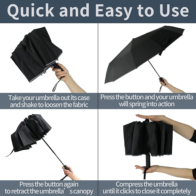 BAODINI Small UV Protection Travel Umbrella Compact for Rain and Sun UPF 50+ 41 inch Portable Umbrella for Women and Men