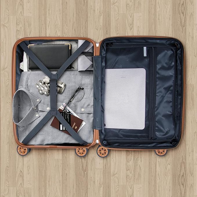 Romswi Expandable 28" Checked Luggage,Large Hardshell Suitcase with Double Spinner Wheels for 20% More Space, Airline Approved Lightweight Hardside Luggage, Scratch-Resistant & YKK Zipper,Silver