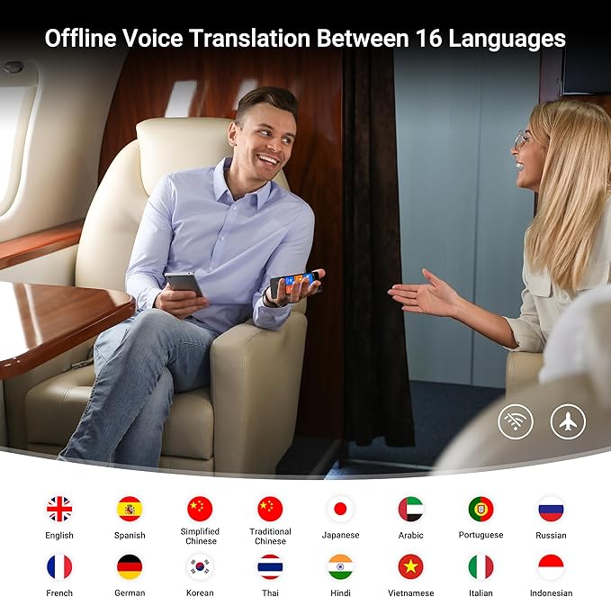 Translator Device W12S Support 144 Languages and Accents 98% High Accuracy Rapid Two Way Translation in 1s with Protective Case and Lanyard W12S Black
