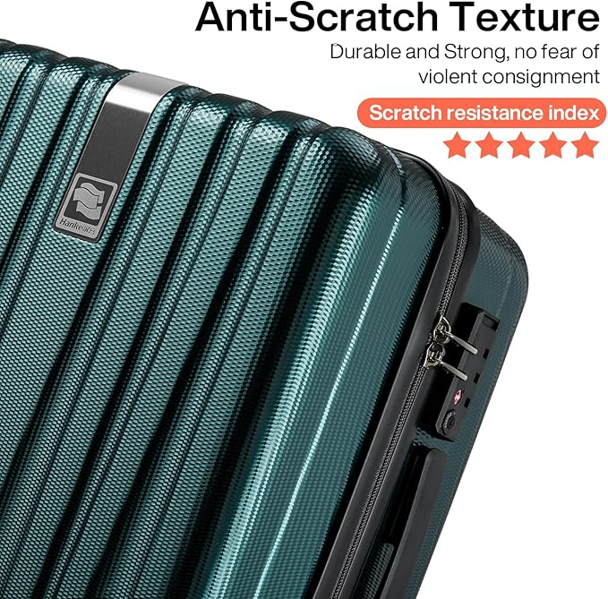 Hanke 24 Inch Luggage Suitcases With Spinner Wheels Lightweight PC Hard Shell Rolling Suitcase With Travel Lock,Checked-Medium 24-Inch(Blackish Green)