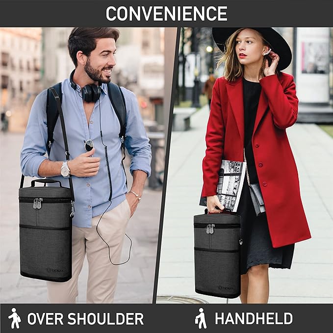 opux 2 Bottle Wine Carrier Tote, Insulated Leakproof Wine Cooler Bag, Wine Travel Bag for Picnic BYOB Beach, Portable Wine Bottle Carrying Case, Gift for Wine Lover Women Men Christmas, Charcoal Grey