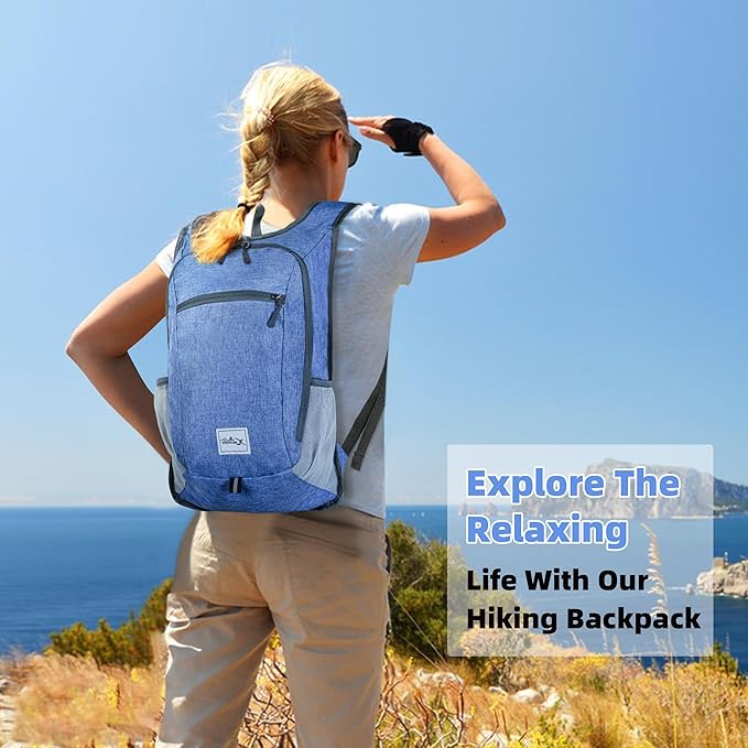 Foldable Hiking Backpack - 10L Daypack for Women & Men (Sky Blue)