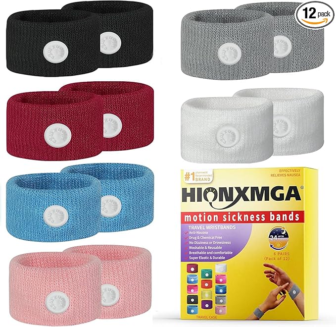 Motion Sickness Bands/Acupressure Nausea Wristband for Nausea,Sea Sickness Wristbands for Natural Relief of Morning Sickness,Dizziness, Motion Sickness(Car, Sea, Flying Travel Sickness)