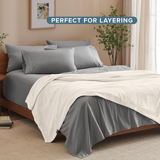 Bare Home Fleece Blanket - King Size - Ultra-Soft Lightweight for Bed, Sofa, and Couch - Luxury Microplush - Cozy Warm Blanket (King, Vanilla)