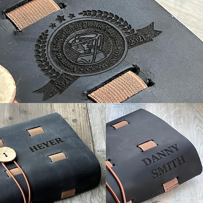 HARDISTON Genuine Leather Electronic Cable Organizer Bag Handmade Travel Cord Organizer Roll Case for Hard Drives, Cables, Charger, Phone, USB, SD Card (Medium - Black)