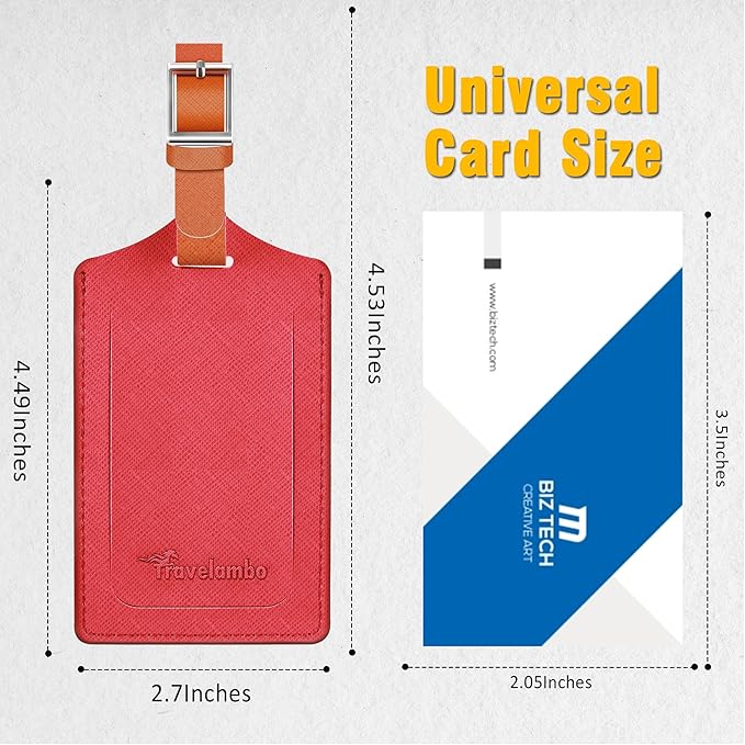 Travelambo Luggage Tags for Suitcases Faux Leather Privacy Protection 2 Pack Bag Tags Travel Accessories Essential, Cross Red