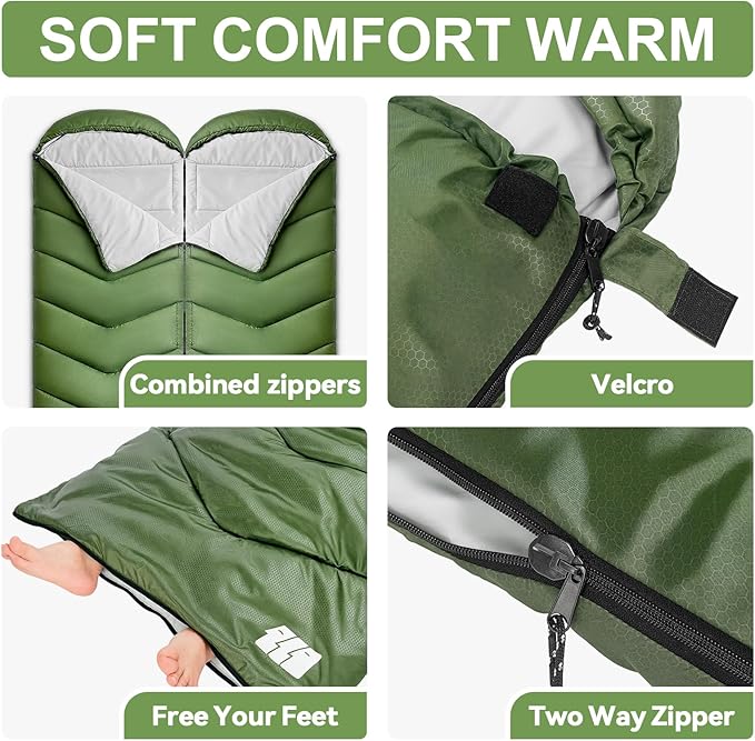 Sleeping Bags for Adults Cold Weather,Portable, Waterproof,Lightweight Camping Sleeping Bag for Tall Girls Boys with Compression Sack for Warm Camping, Hiking, Outdoor & Indoor