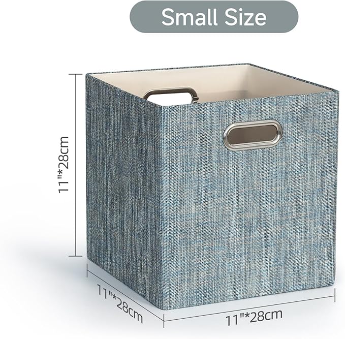 Posprica Storage Basket Bins,11×11×11 Foldable Storage Cube Boxes Fabric Drawer for Closet Shelf Cabinet Bookcase - Set of 4,Teal