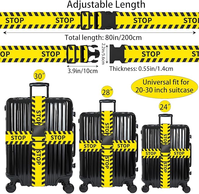 Stops Luggage Straps for Suitcases, Adjustable Luggage Travel Belt to Keep Luggage Security While Travel, Strong Polyester Fabric, Easy-to-Recognize Funny Pattern Travel Essentials, 2 Pack