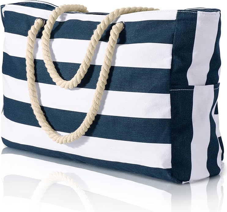 Becokan Beach Bags for Women Large Waterproof Beach Tote Bag Zipper Beach Bags Waterproof Sandproof Swim Pool Bag Large Tote