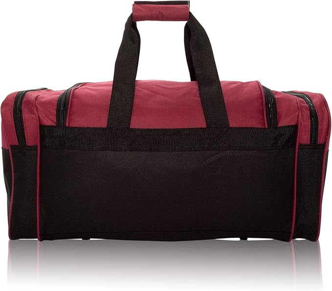 DALIX 21" Blank Sports Duffle Bag Gym Bag Travel Duffel with Adjustable Strap in Maroon