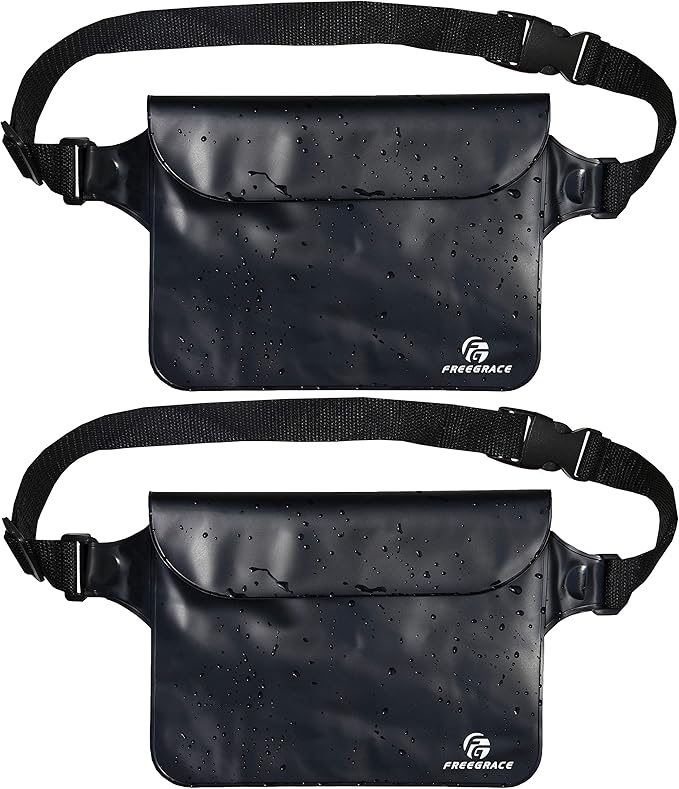 Freegrace Waterproof Pouches with Waist Strap / Pouch Case Bundle Set- Keep Your Phone & Valuables Dry and Safe - Waterproof Dry Bags for Boating Swimming Snorkeling Kayaking Beach Water Parks Pool
