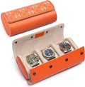 MOZSLY Watch Roll Travel Case 3 Slots Portable Watches Box Organizer Storage Holder Pattern PU Leather