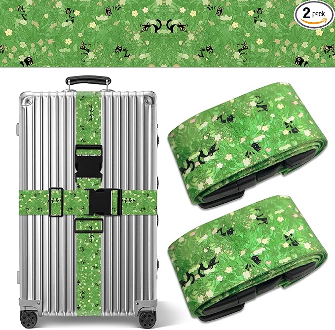 Luggage Straps for Suitcases TSA Approved, Luggage Identifiers for Suitcase, Adjustable Suitcase Strap for Baggage Security with Cute Patten, Travel Necessary Accessories (Tussock)