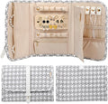 Voova Travel Jewelry Holder Organizer Case, Large Jewelry Storage Bag for Women Girls, Foldable Traveling Jewellery Pouch Roll for Necklaces Rings Earrings Bracelets, Grey+White