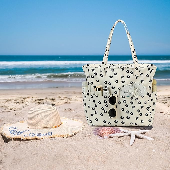 Waterproof Beach Tote Pool Bags for Women Ladies Extra Large Gym Tote Carry On Bag With Wet Compartment for Weekender Travel