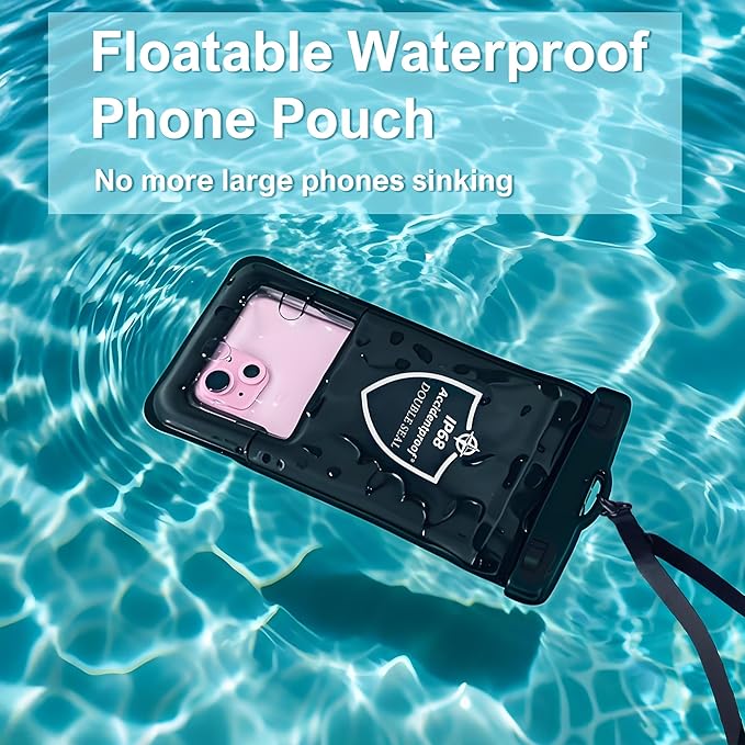 AiRunTech Floating Waterproof Phone Pouch,Waterproof Phone Case with Lanyard Protector for iPhone 16 15 14 13 12 Pro Max,Waterproof Cellphone Bag Beach Cruise Ship Essentials Vacation Accessories