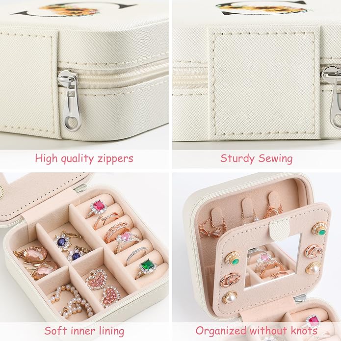 AYGXU Travel Jewelry Box for Women and Girls - Small Case With Initial A-Z - Teacher Gifts