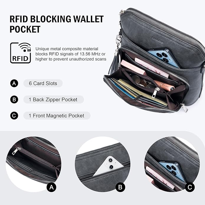 Crossbody Purse for Women,Lightweight Medium Crossbody Bag Soft Leather Women's Shoulder Handbags with Tassel
