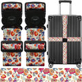 Luggage Straps for Suitcases, Travel Adjustable Belt with Quick Release Buckle, Heavy Duty Nylon Bag Packing Strap, Unique Bright Identifiers Business Travel Accessories (2 Pack) - Rose Flowers