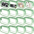 16 Pieces Clear Makeup Bag PVC Zippered Clear Toiletry Carry Pouch Portable Cosmetics Bag Waterproof Makeup Bag Vinyl Plastic Organizer Case for Travel Vacation Bathroom (Green-M)