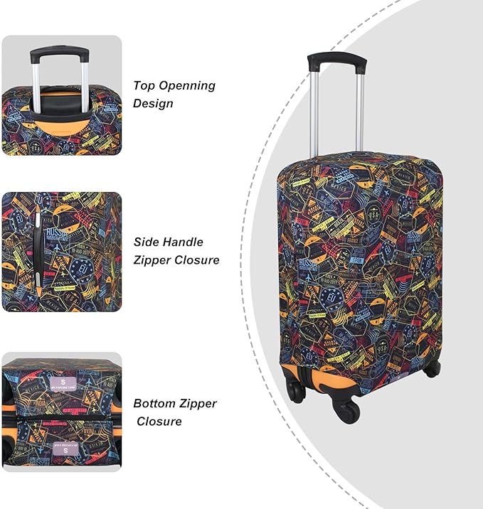Explore Land Travel Luggage Cover Suitcase Protector Fits 31-32 Inch Case (Stamp, XL)