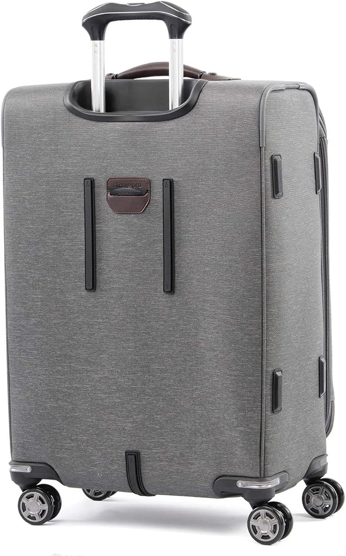 Travelpro Platinum Elite Softside Expandable Luggage, 8 Wheel Spinner Suitcase, TSA Lock, Men and Women (Vintage Grey, 2-Piece Set (21/25))