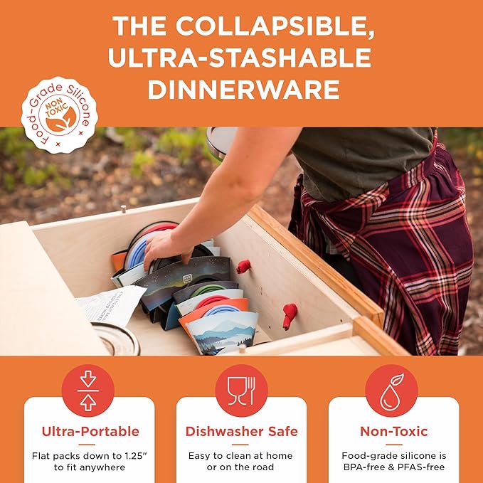 HYDAWAY 1-Quart Collapsible Insulated Bowl with Lid - BPA-Free, Leak-Resistant, Space-Saving Camp Bowl - Ideal for Hiking, Travel & Outdoor Meals
