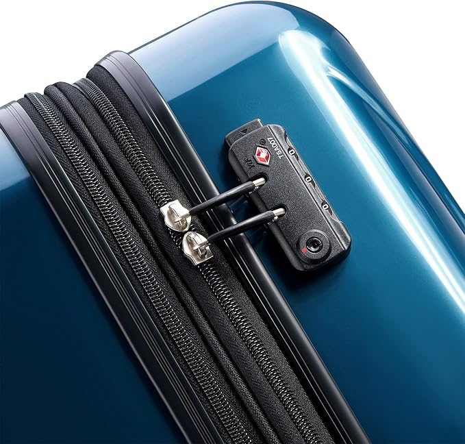 DELSEY PARIS Helium Aero Hardside Expandable Luggage with Spinner Wheels, Teal, Checked-Large 28 Inch