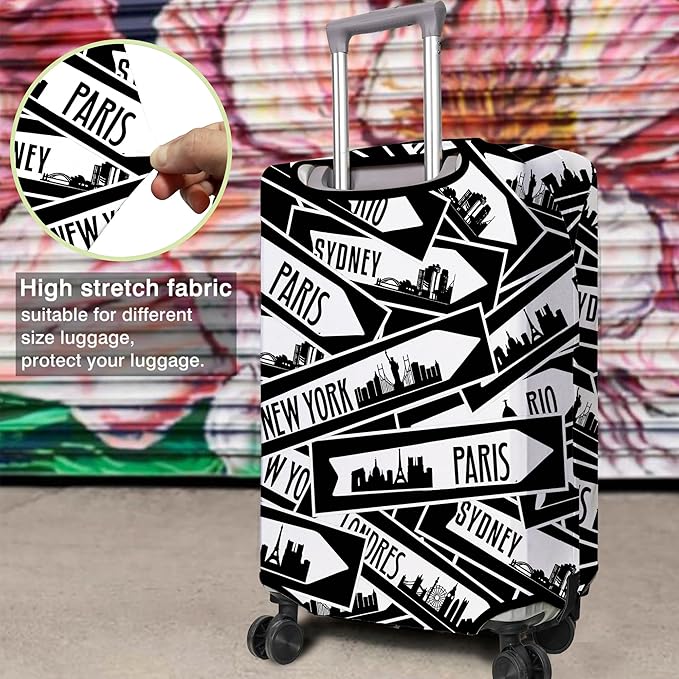 Travel Luggage Cover Suitcase Protector Fits 18-32 Inch Wheel Covers PatternedTravel Related Items Flower Luggage Protector Elastic XL