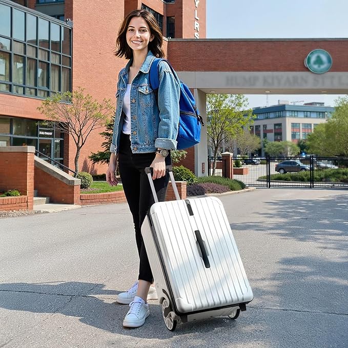 Extra Large Wheels 80L Luggage Hard Shell Suitcase Top Opening Hardside Travel Checked Luggage with TSA Lock (White, 25-Inch)