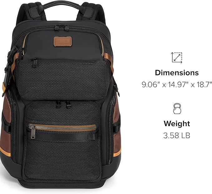 TUMI - Alpha Bravo Nomadic Backpack - Men's Durable Carry On Bag - 18.8" X 15.0" X 9.0" - Fits up to 15" Laptop - Black Onyx