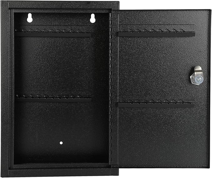 KYODOLED Key Storage Lock Box Wall Mount, Locking 40 Key Cabinet Holder Box with Key Lock, Hooks & Labels, 2.5" D x 8.1" W x 12.1" H