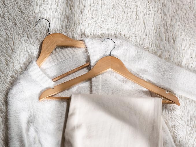 StorageWorks Wooden Hangers 30 Pack, Wood Coat Hanger for Coats, Shirts, Jackets, Pants, Suits, Natural Wood Color