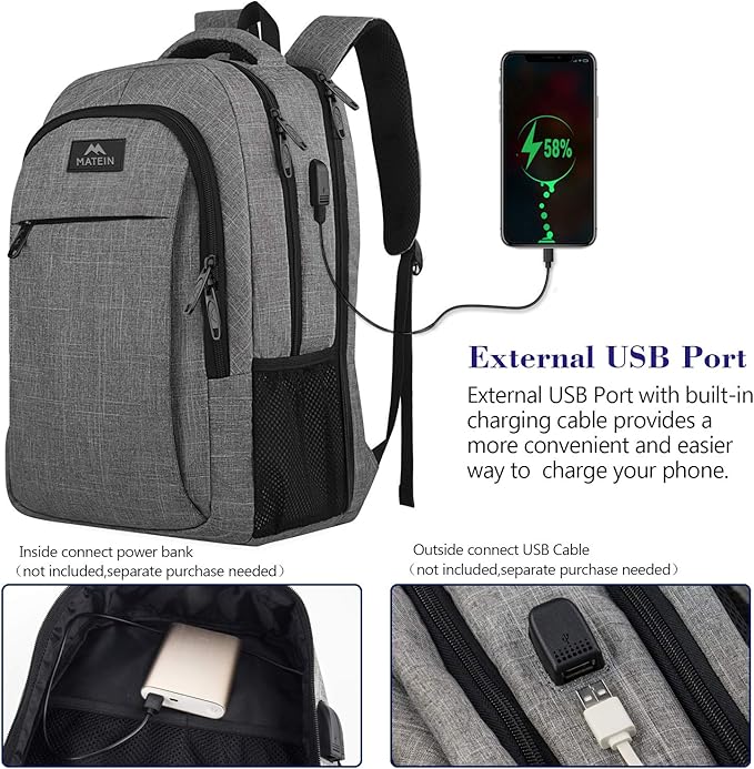 17 Inch Laptop Backpack, MATEIN TSA Large Backpack for Travel and Business with USB Charger Port, Water Resistant Big Flight Approved Weekender Carry-On Backpack with Luggage Sleeve for Women and Men