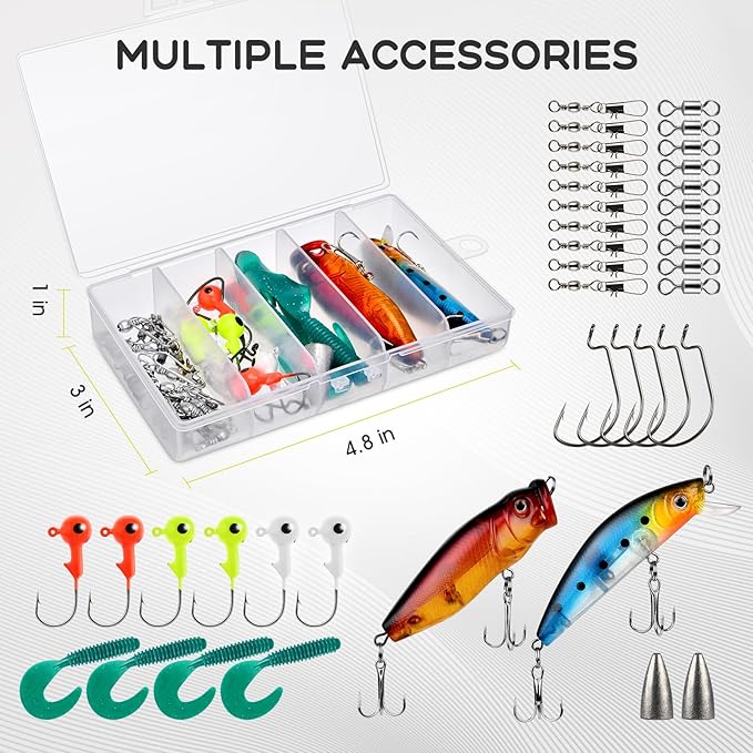 Fishing Rod and Reel Combo Telescopic Pole Set with Fishing Line, Fishing Lures Kit and Carrier Bag for Sea Saltwater Freshwater, 6/7/8/9 Feet