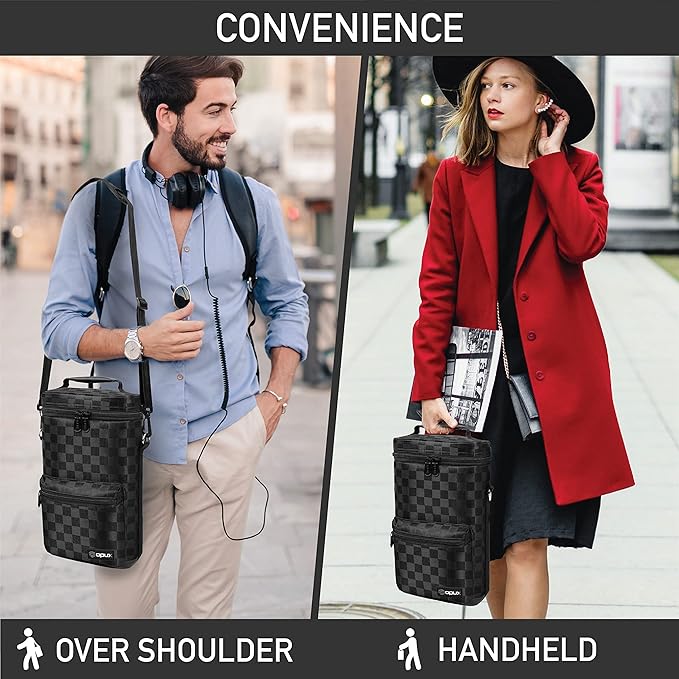 opux Wine Bag 2 Bottle Wine Tote Carrier, Insulated Wine Cooler Bag for Travel Picnic, Leakproof Portable Bottle Padded Case, Wine Gifts For Women Men Wine Lovers Christmas, Black