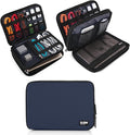 BUBM Double Layer Electronic Accessories Organizer, Travel Gadget Bag for Cables, USB Flash Drive, Plug and More, Perfect Size Fits for iPad Mini (Medium, Dark Blue)